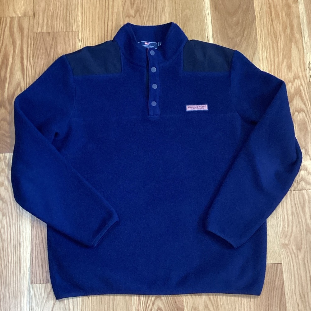 Men’s Vineyard Vines Colorblock Harbor Fleece Quarter-Snap Pullover, Size Large